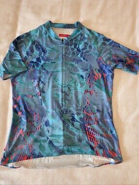 TERRY Soleil Short Sleeve Bike Jersey Women's L UPF50 3 Pockets Long Zip Cycling